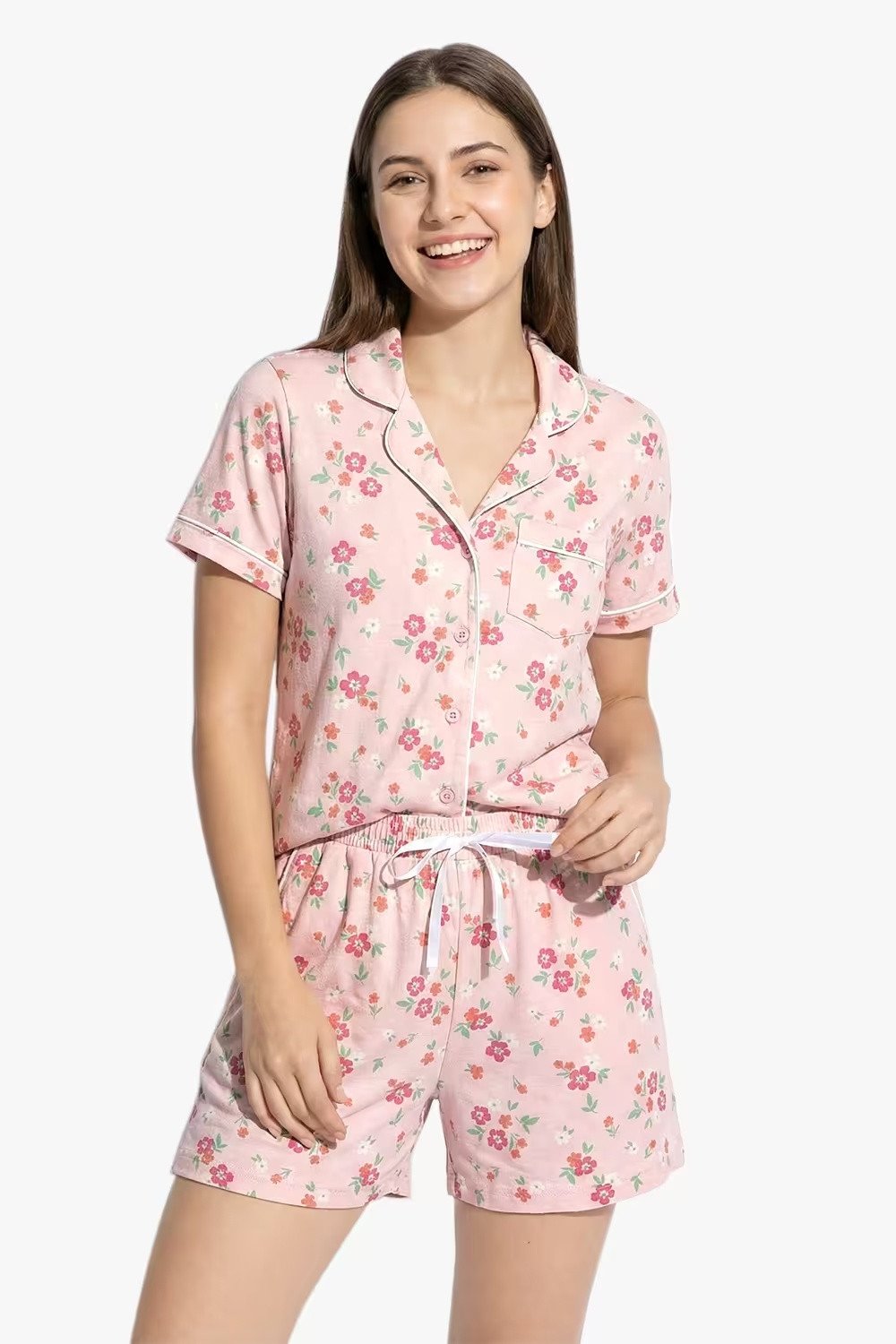 Printed Round Neck Cotton Women Co-Ord Set