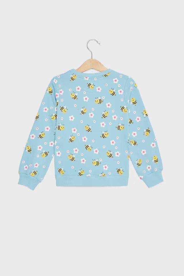 Light Blue Regular Fit Girls Sweatshirt